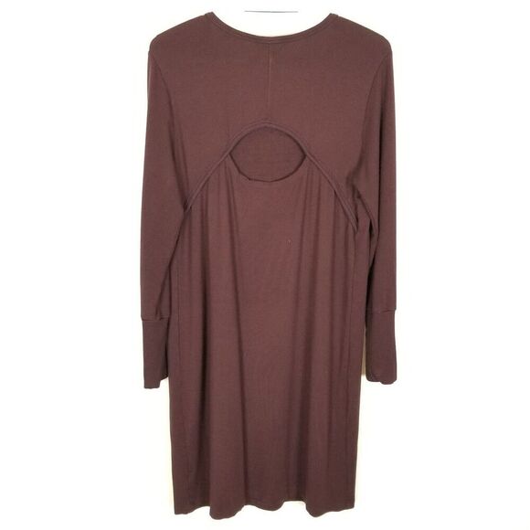 Athleta Womens Crossover Sweatshirt Dress Cut Out Back Size M Maroon Long Sleeve - Picture 4 of 8